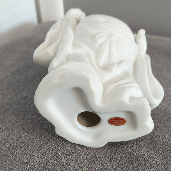 Traveling Buddha Figurine Statue Leaf Staff White Spiritual 6" Ceramic - Picture 8 of 8